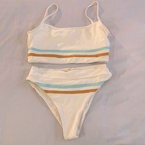 l*space cream stripped high waisted bikini